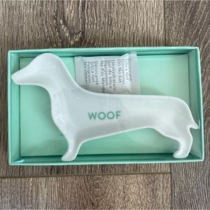 NWT Fringe Dachshund Ceramic Tray “Woof”